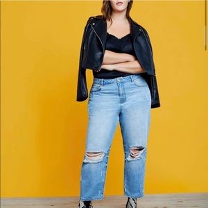 ELOQUII x R29 Distressed Mom Jeans